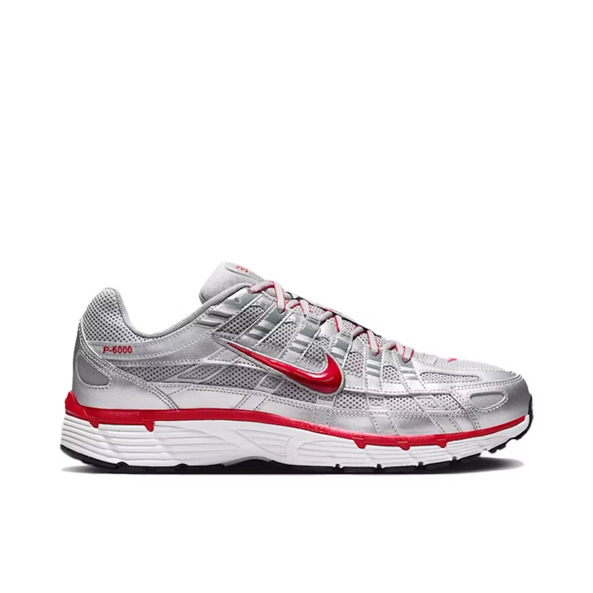 NIKE P-6000 METALLIC SILVER GYM RED